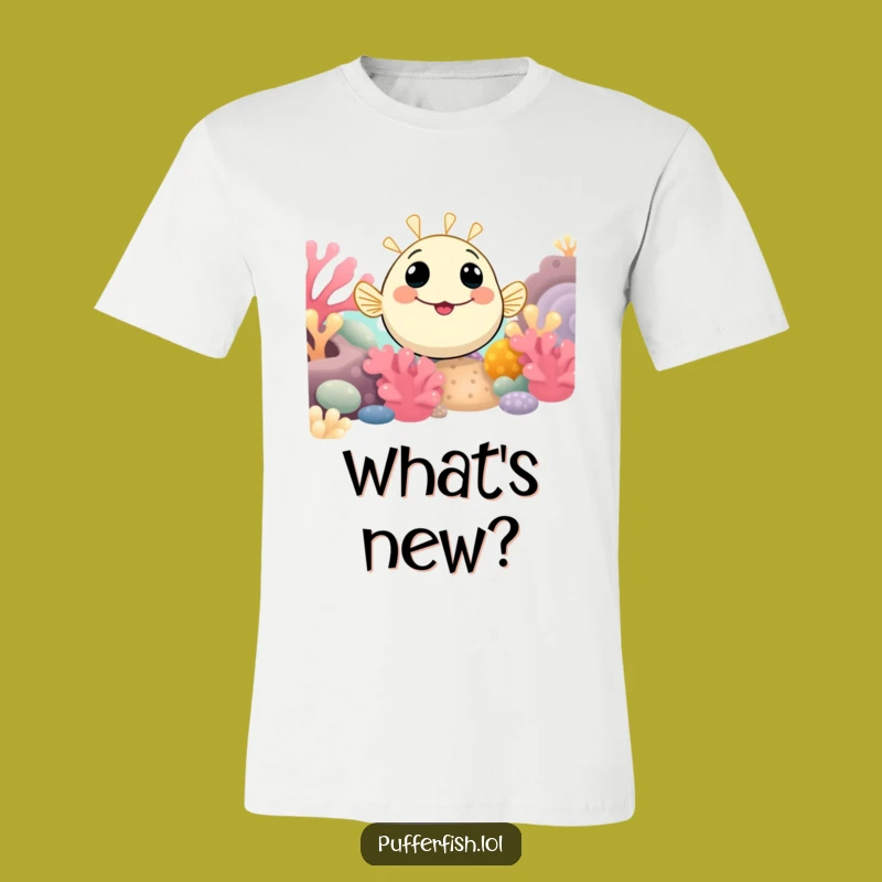 Funny Curious Pufferfish Tee: Ocean Explorer Gift for Whimsical Wear