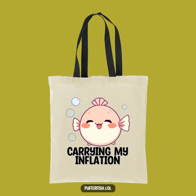 Funny Pufferfish Bubble Blowing Tote Bag: Spacious & Hilarious Carry-All Gift