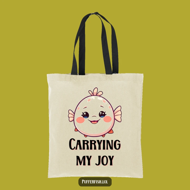Funny Dizzy Pufferfish Tote Bag: Goofy Grin Bag, Ideal Humorous Gift for Everyday Fun