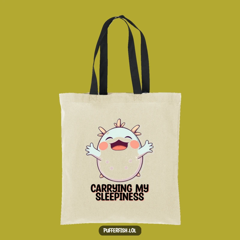 Funny Pufferfish Yawning Tote Bag: Carry Your Calm, Hilarious Funny Gift!
