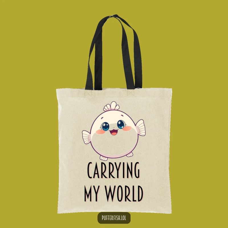 Funny Kawaii Pufferfish Tote Bag, Carry Your Cuteness Everywhere