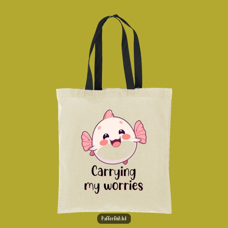 Funny Kawaii Pufferfish Wobble Tote Bag: Carry Your Laughs in Style