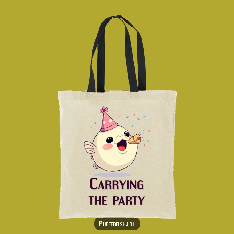 Stylish Funny Pufferfish Party Tote: Carry Your Celebration Gear!