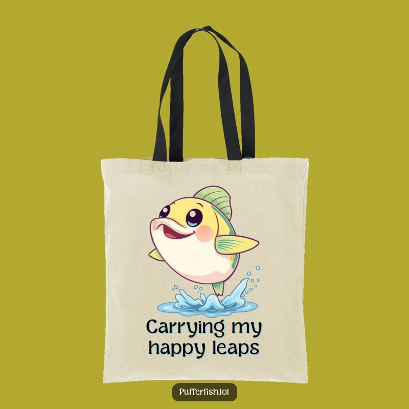 Funny Cheerful Fish Leap Tote Bag - Carry Your Joy Everywhere