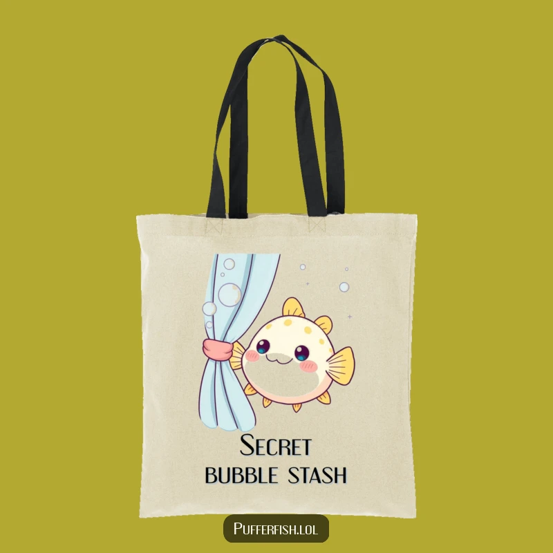 Funny Kawaii Pufferfish Peek Tote Bag: Chic and Hilarious Ocean Accessory