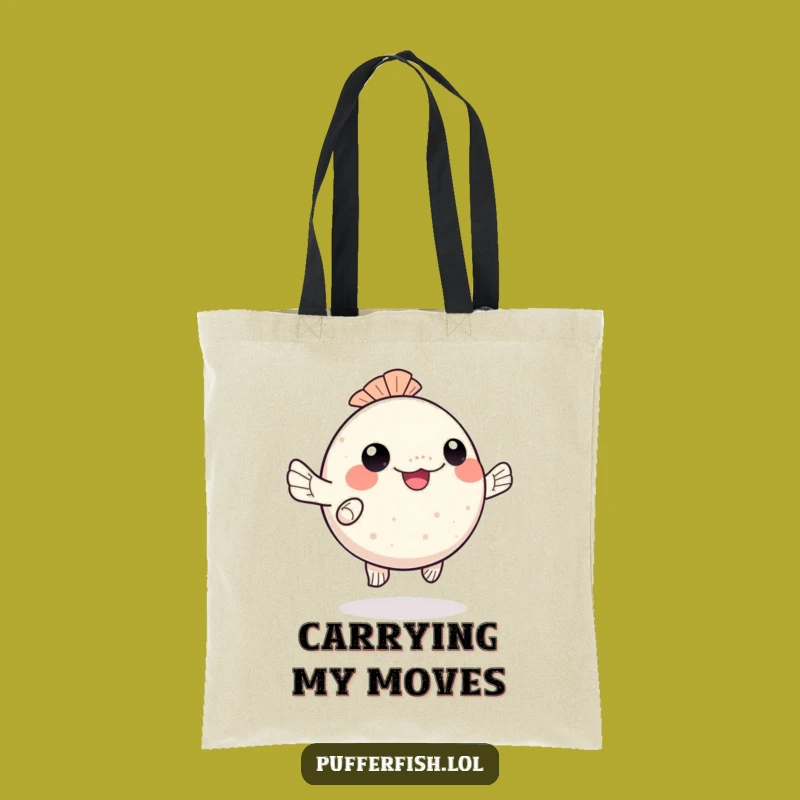 Funny Kawaii Pufferfish Tote Bag: Carry Happy Ocean Vibes