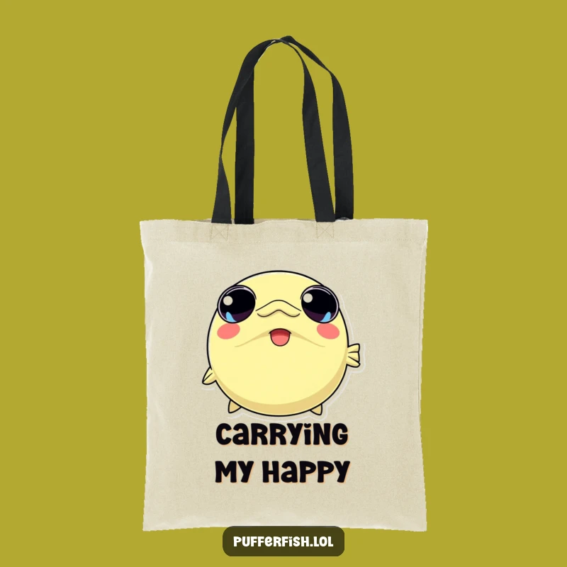 Funny Kawaii Pufferfish Tote Bag: Carry Your Joy with Adorable Humor