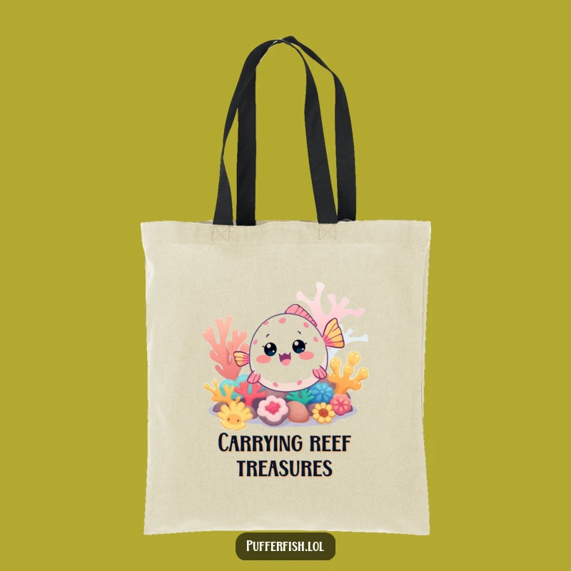 Funny Kawaii Pufferfish Tote Bag: Exploring Fish Accessory for Ocean Trips