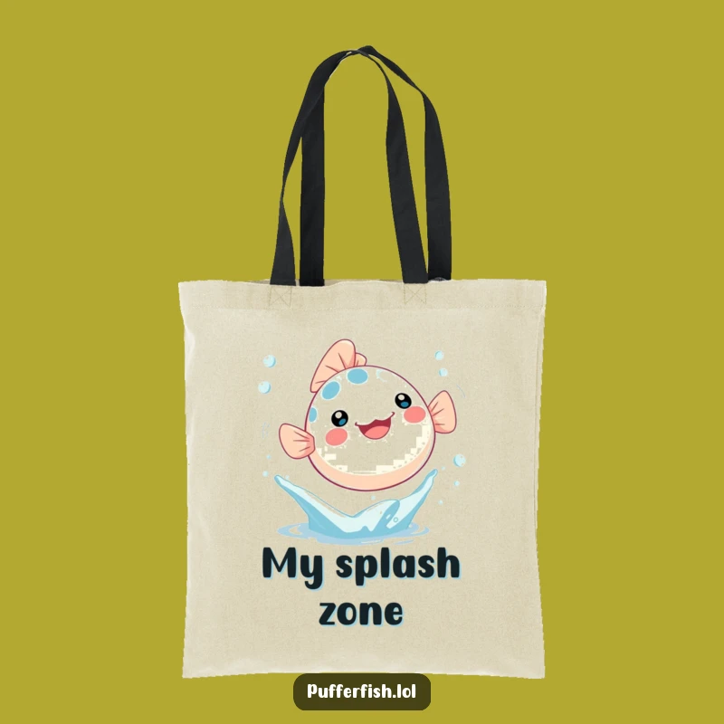 Funny Kawaii Pufferfish Tote Bag - Leaping Character, Practical Humorous Gift!