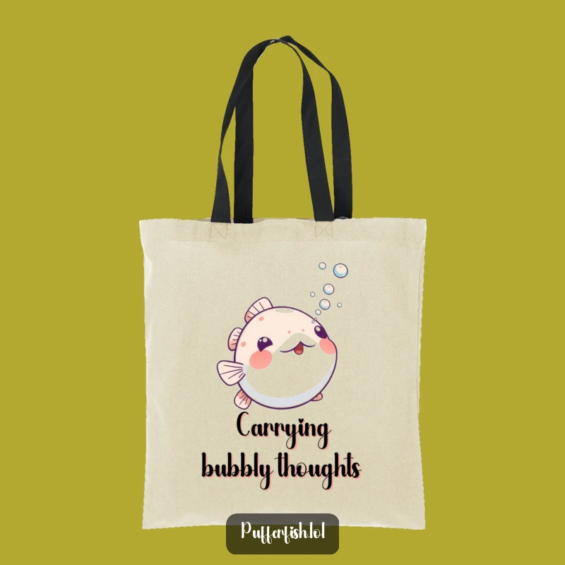 Funny Playful Pufferfish Bubbles Tote Bag: Carry Your Joyful Bubbles