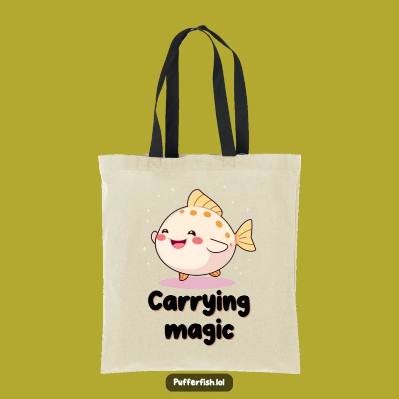 Funny Pufferfish Dance Tote: Sparkling Fish Bag, Perfect Funny Gift