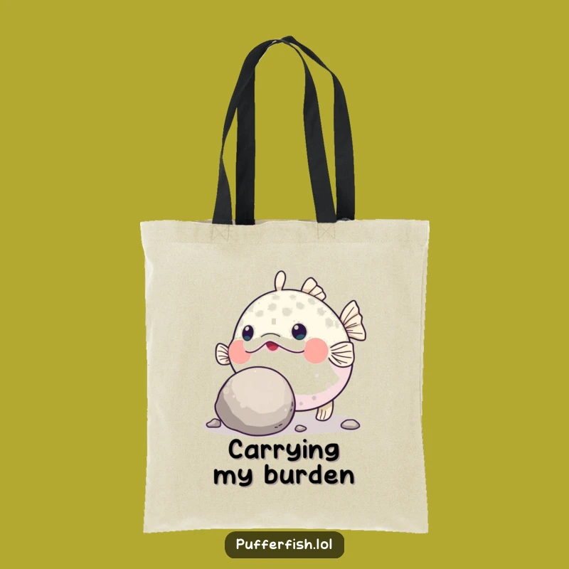 Funny Pufferfish Grit Tote Bag: Carry Your Determination!