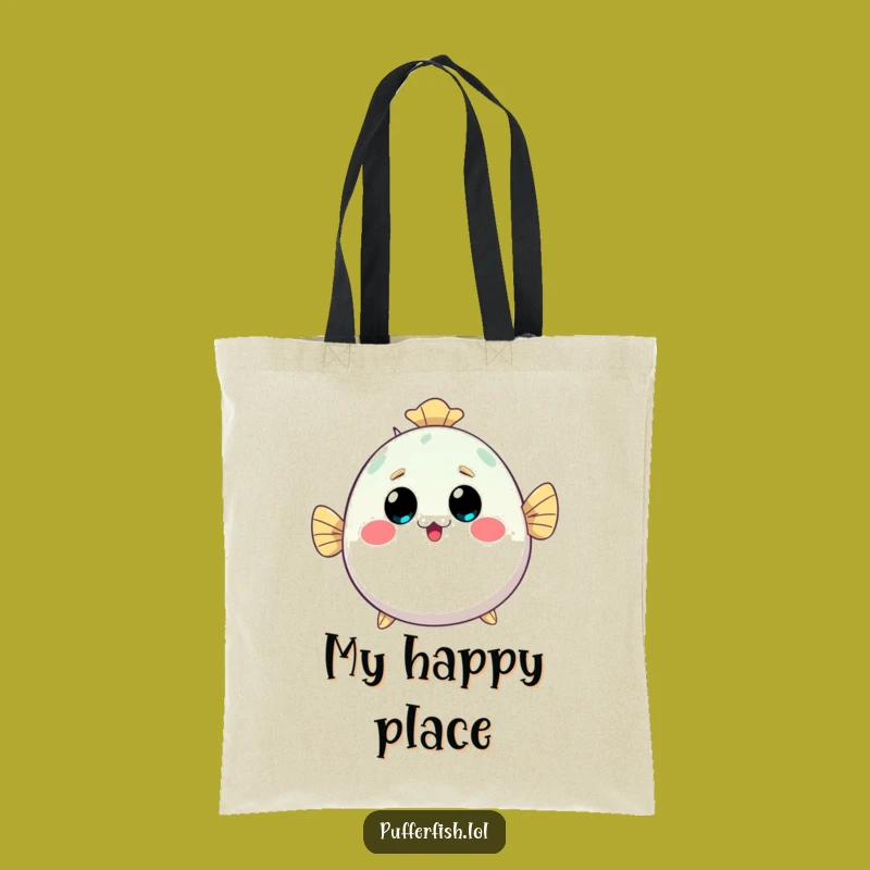 Funny Kawaii Pufferfish Tote Bag - Inflating Surprise, Perfect Cute Carry-all!
