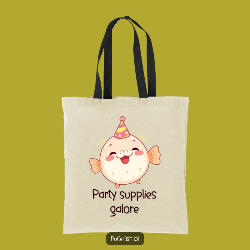 Funny Party Pufferfish Tote Bag, Carry Your Celebration Everywhere