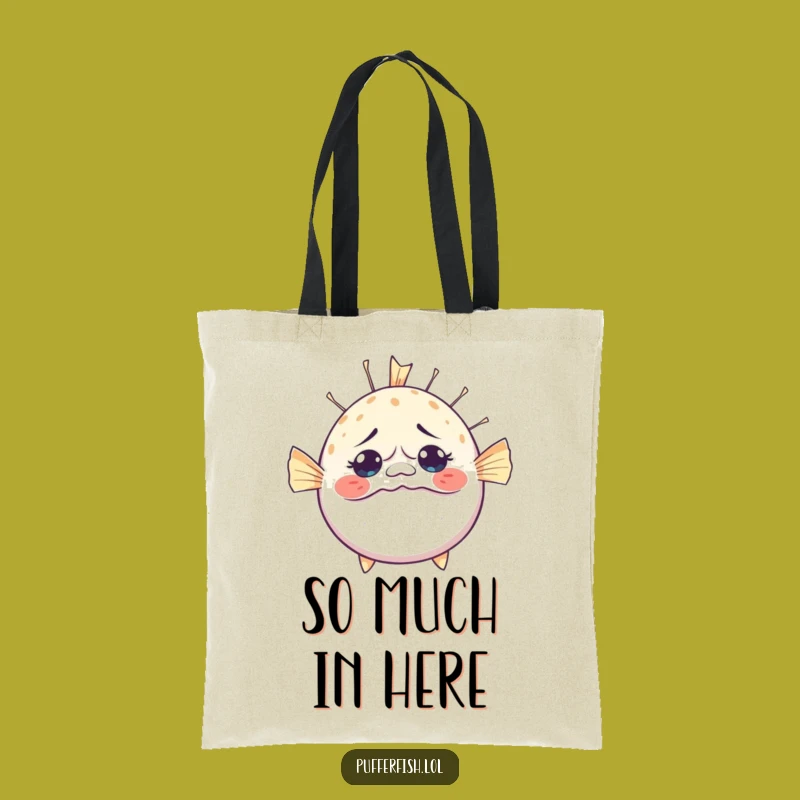 Funny Bewildered Pufferfish Inflating Tote Bag: Carry Your Laughs